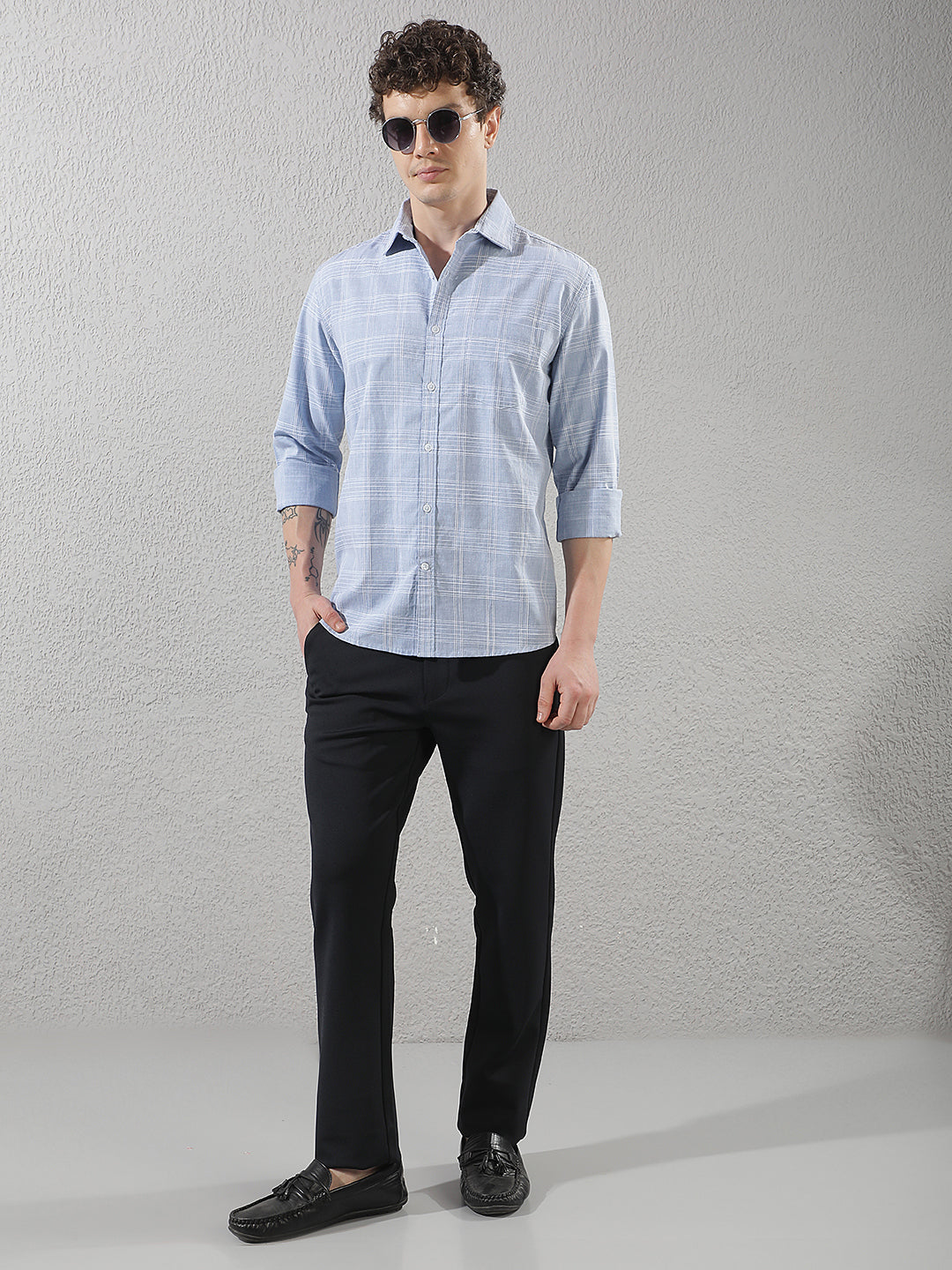 Sky Blue Checked Shirt