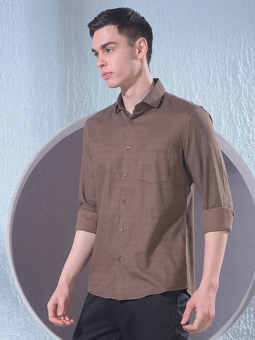 Rich Brown Jacquard Shirt