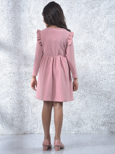 Pink Jacquard A-Line Dress