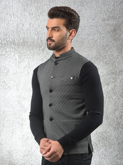 Contemporary Black Printed Waist Coat
