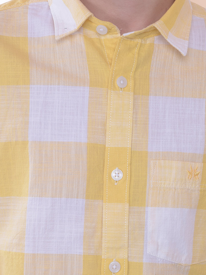 Yellow 100% Cotton Checked Shirt