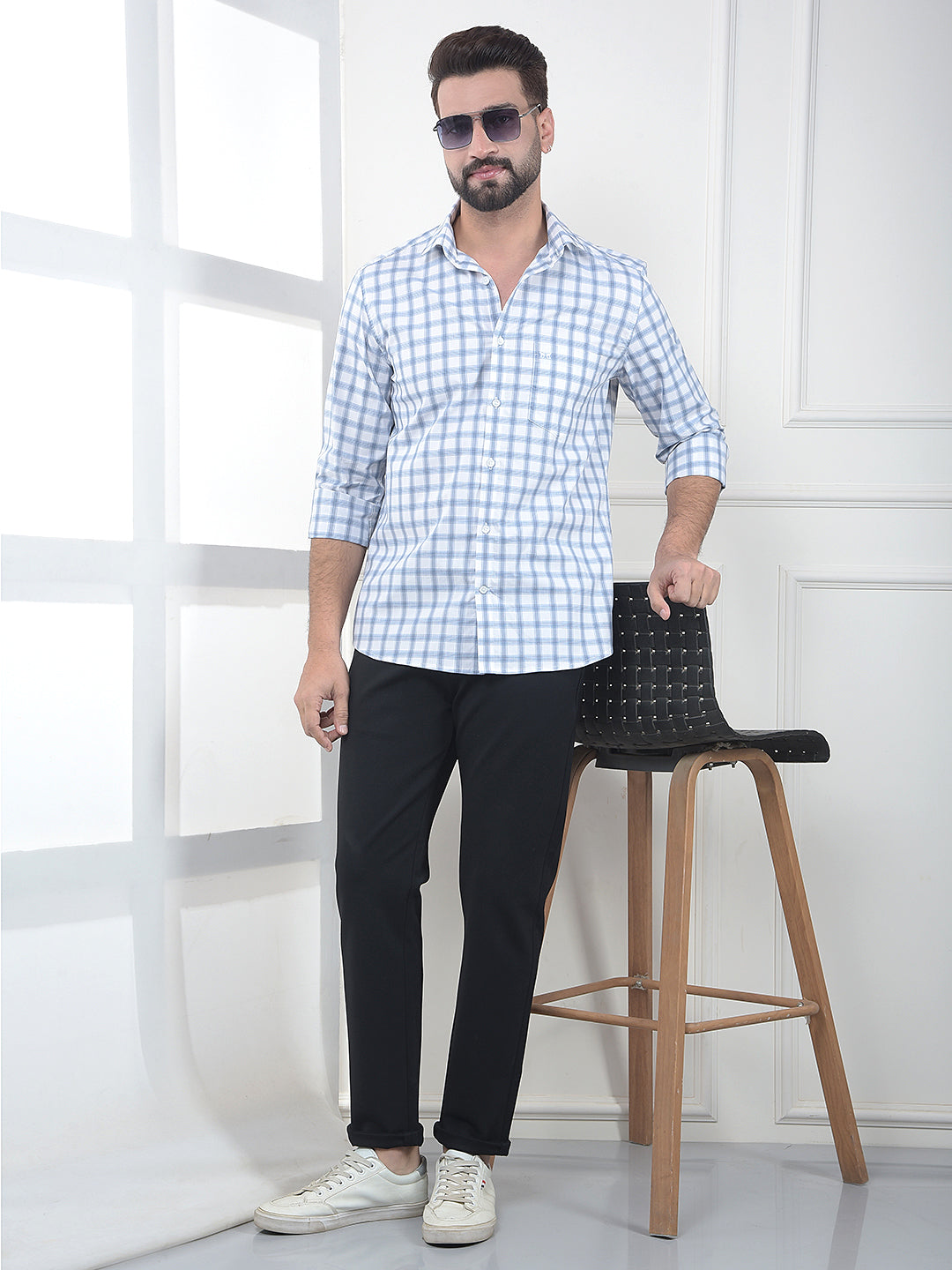 Aether Ice Blue Checked Shirt