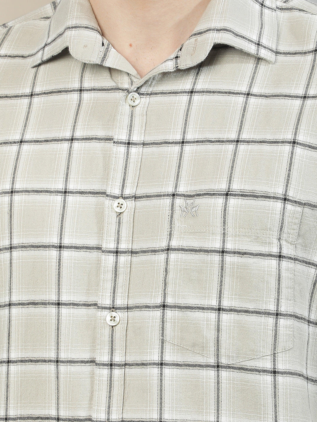Grey Checked 100% Cotton Shirt