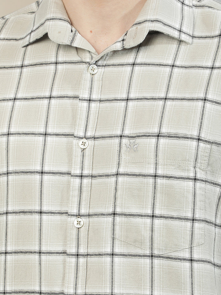Grey Checked 100% Cotton Shirt
