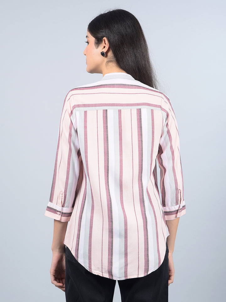 Pink Floral Print Shirt-Women Shirts-Crimsoune Club