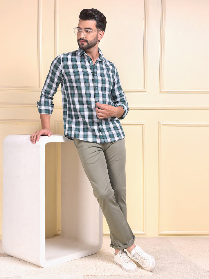 Green Checked 100% Cotton Shirt