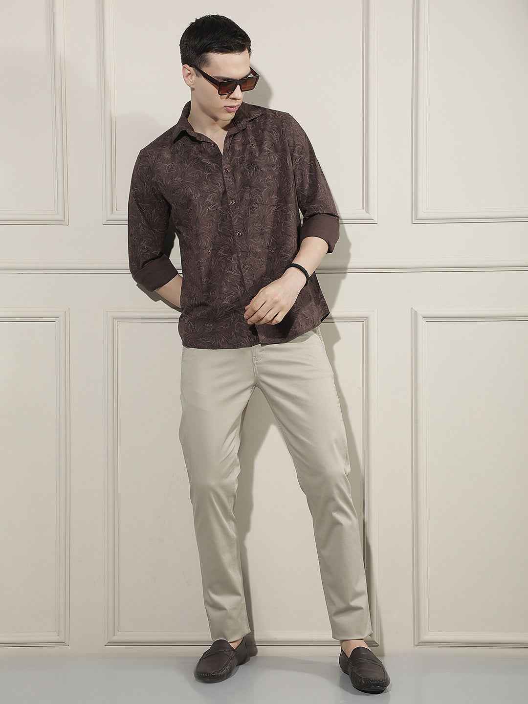 Brown Floral Print Shirt