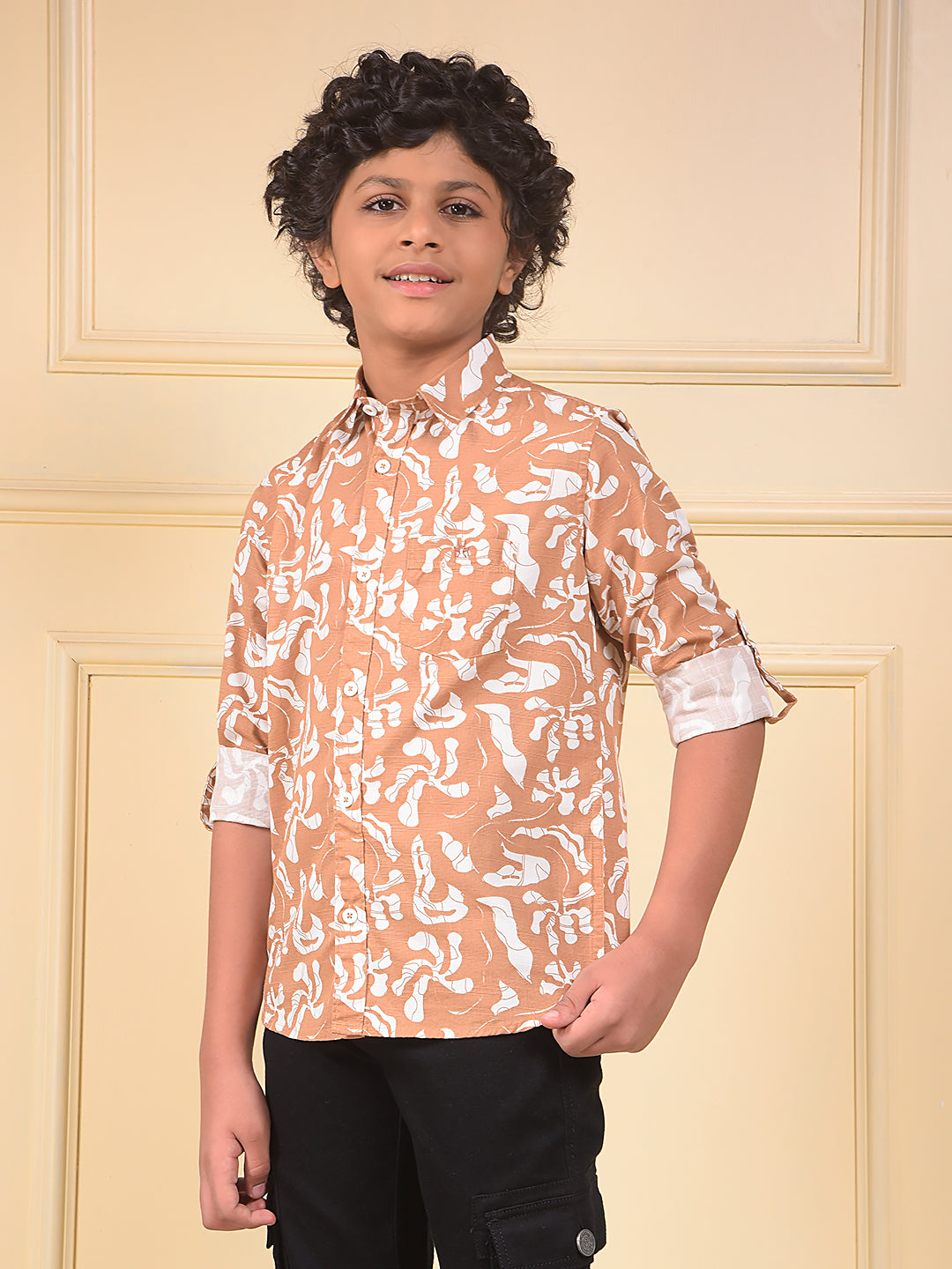 Dapper Brown Printed Shirt