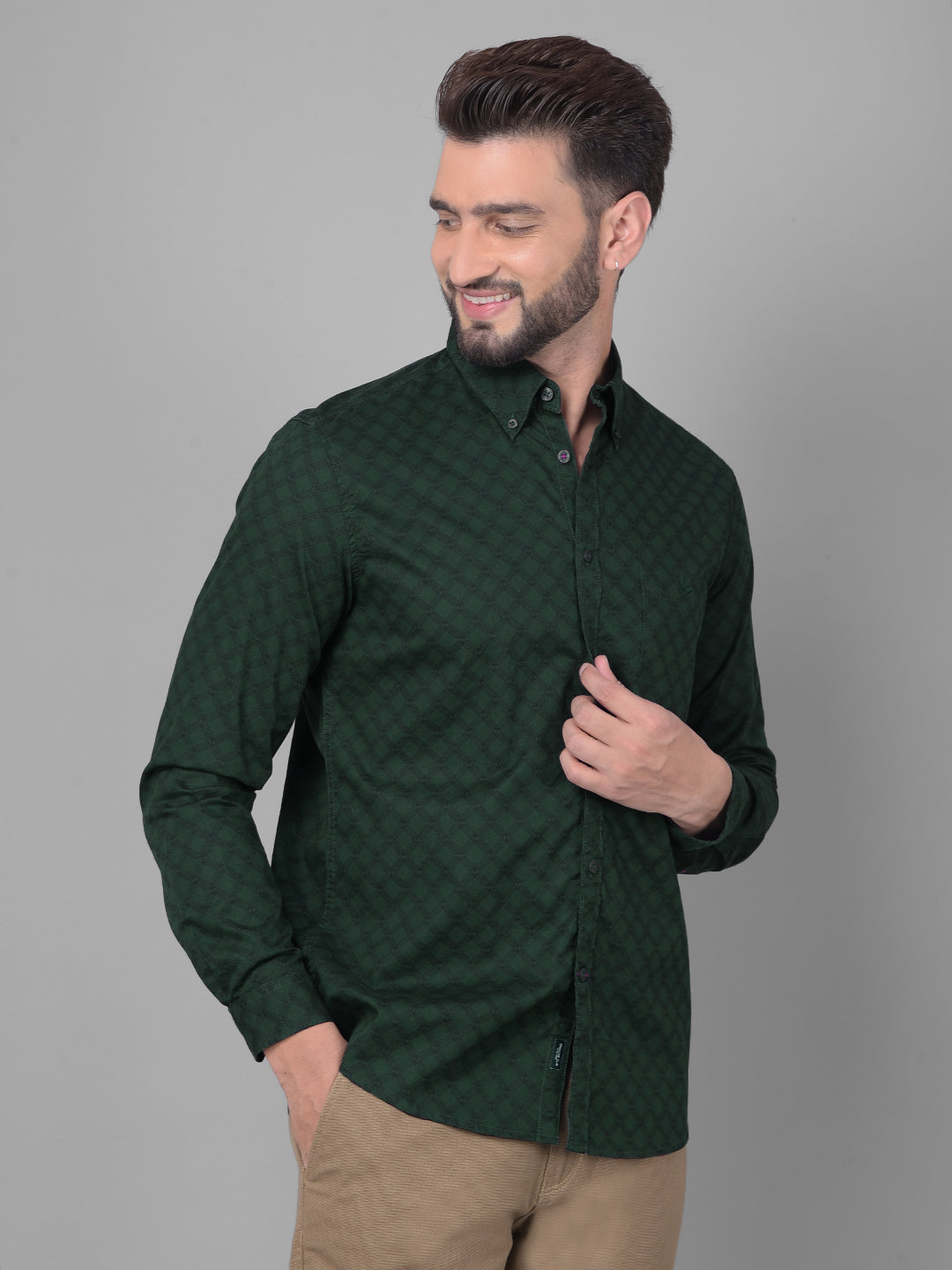 Green Printed Shirt-Men Shirts-Crimsoune Club