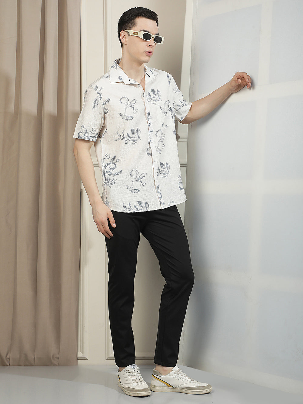 Grey Floral Printed Shirt
