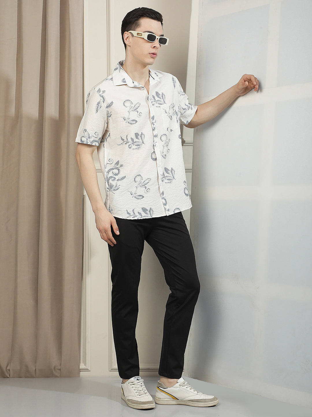 Grey Floral Printed Shirt