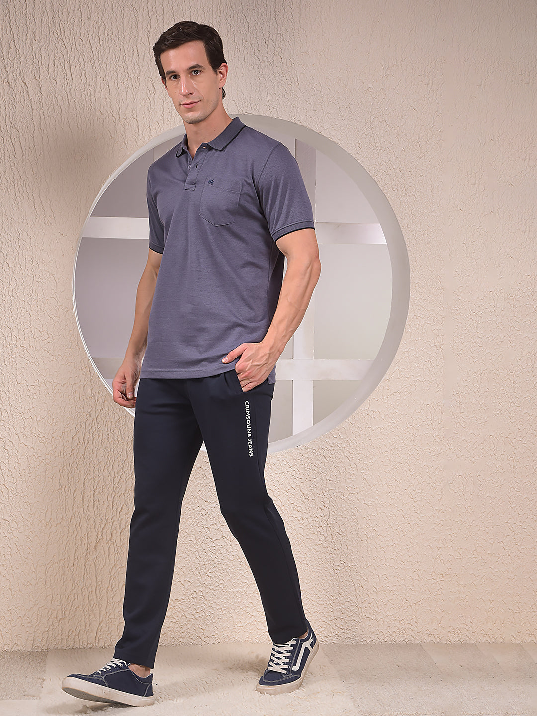 Navy Blue Cotton Trackpants