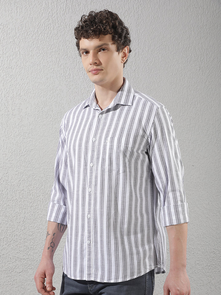 Green 100% Cotton Verical Stripes Shirt