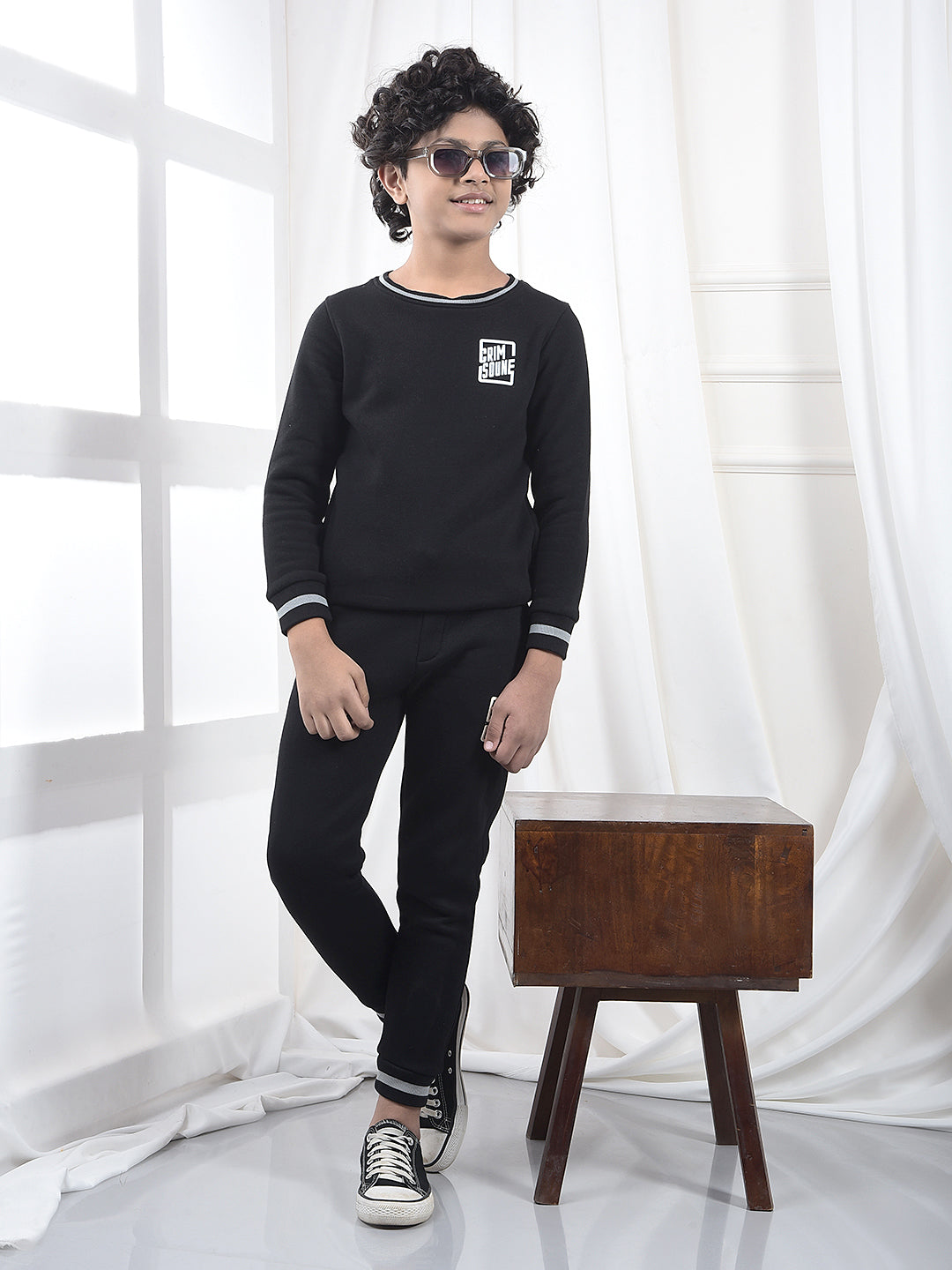 Black Graphic Print Sweatshirt