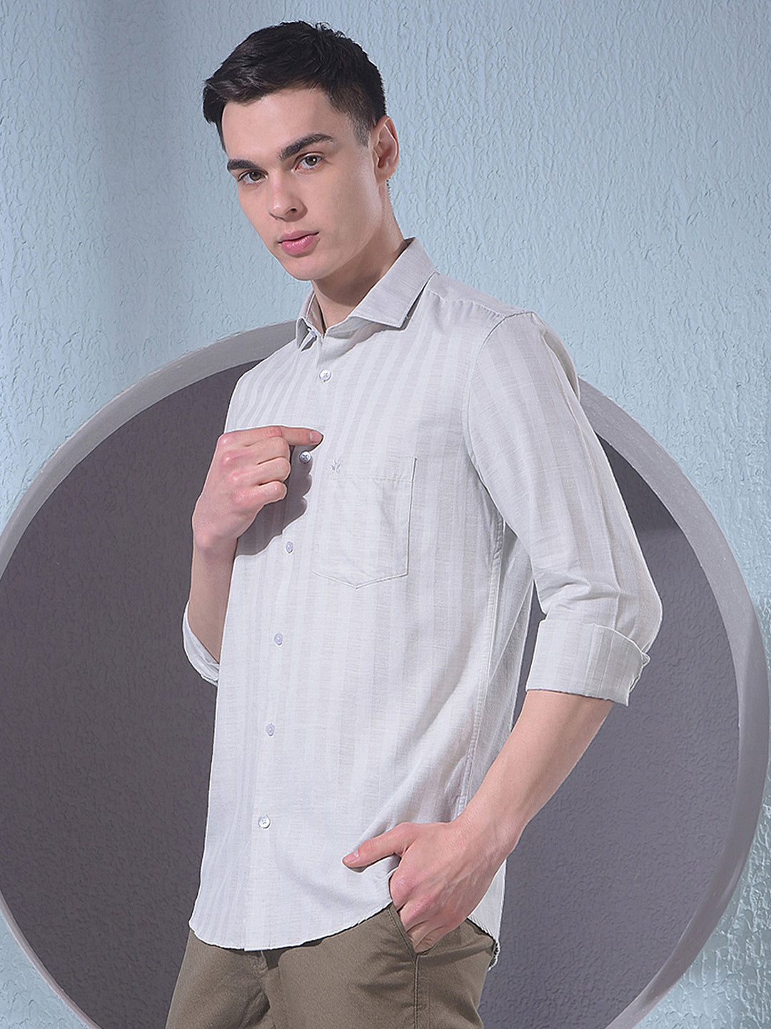 Grey Vertical Stripes Shirt