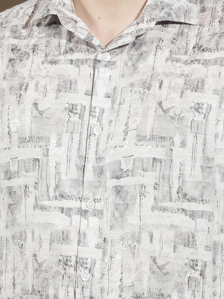 Beige Floral Print Shirt