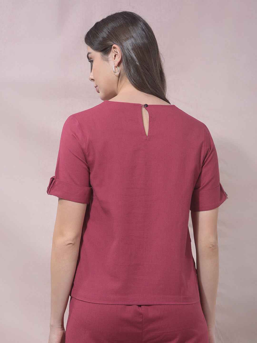 ZenithBerry Maroon V-Neck Top