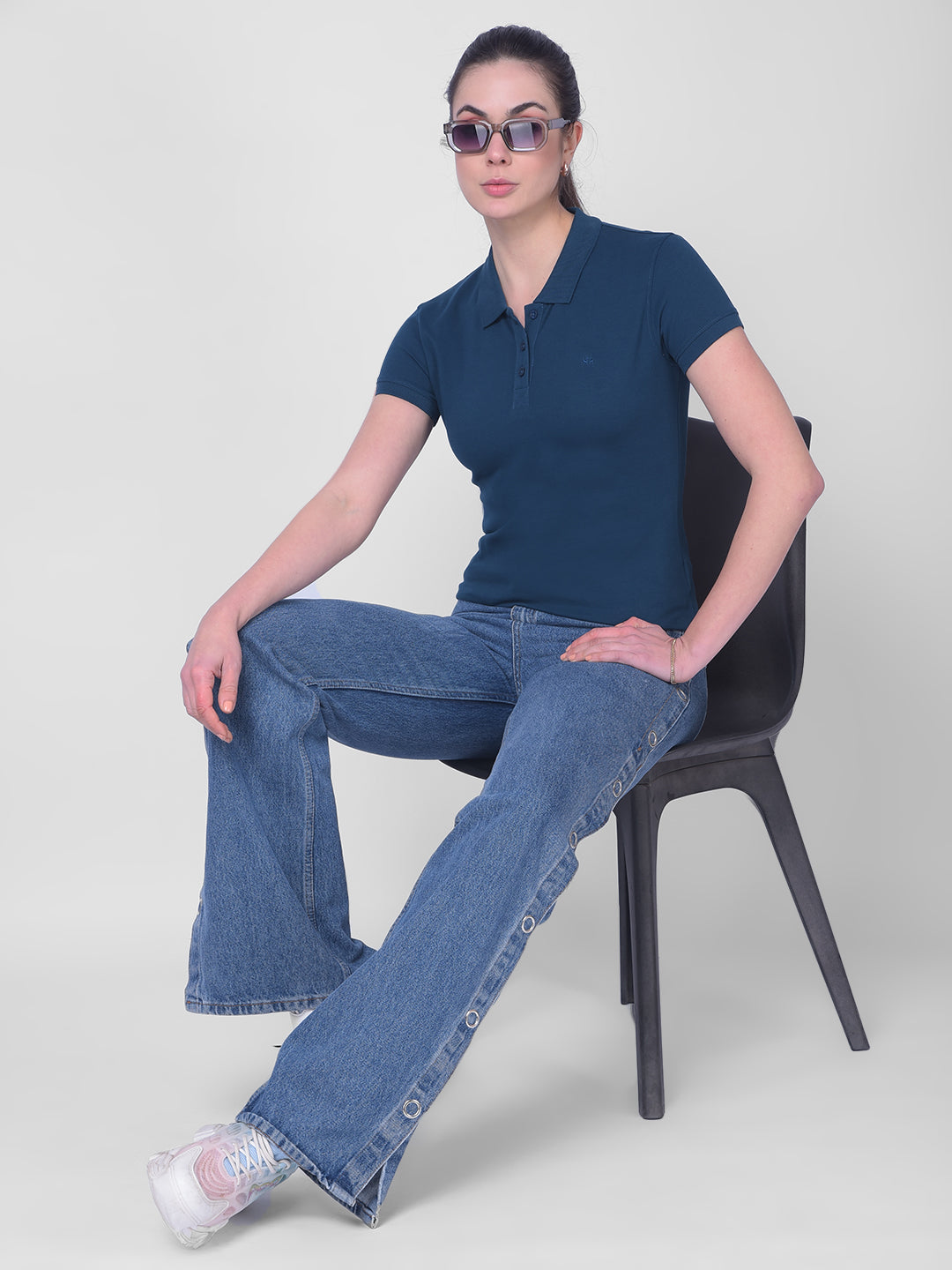 Blue Polo Neck T-Shirt