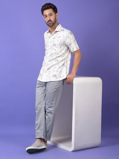 White Floral Print Shirt