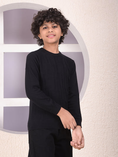 Minimal Black Jacquard Sweater