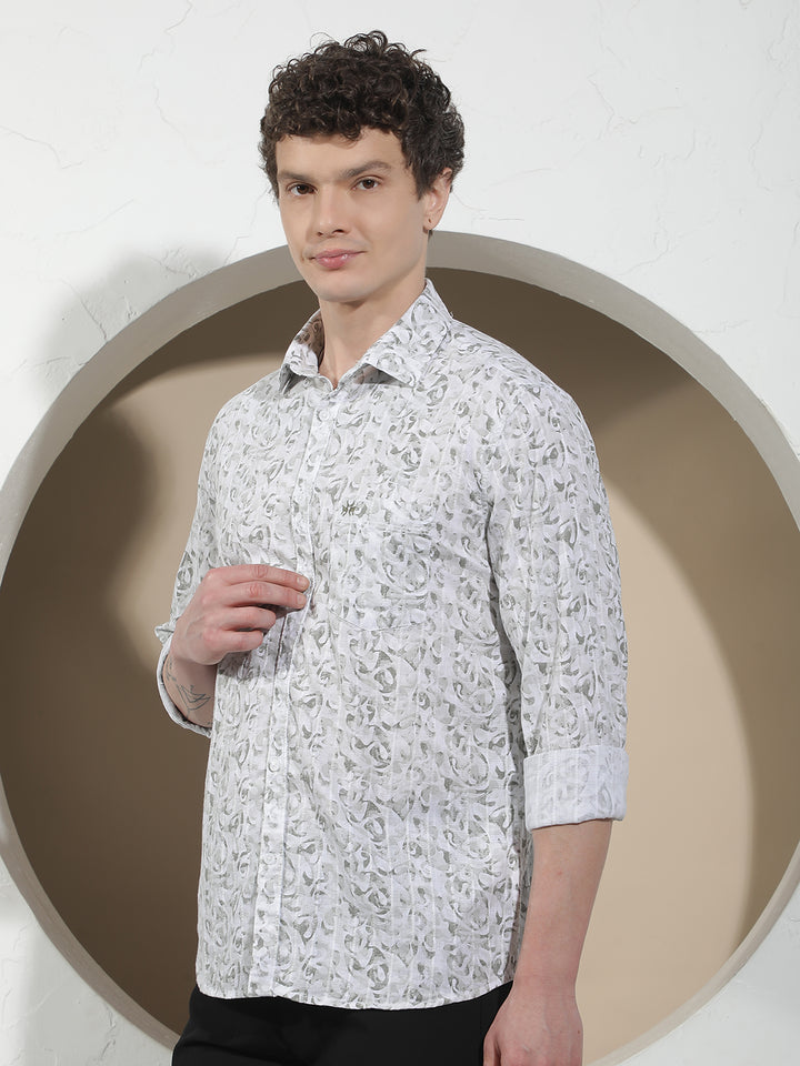 Olive Abstract Print Shirt