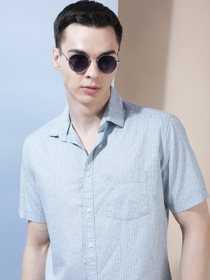 Blue Floral Print Shirt