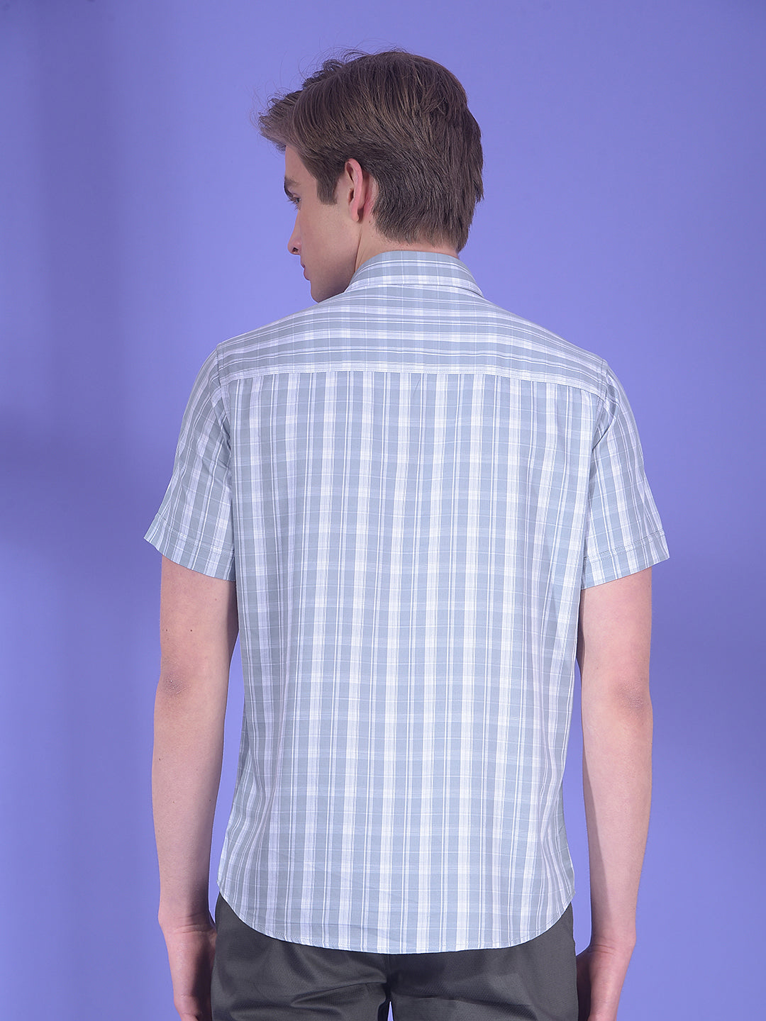 Flint Pearl Grey Checked 100% Cotton Shirt