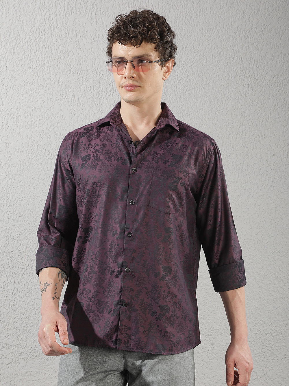 Purple Floral Print Shirt