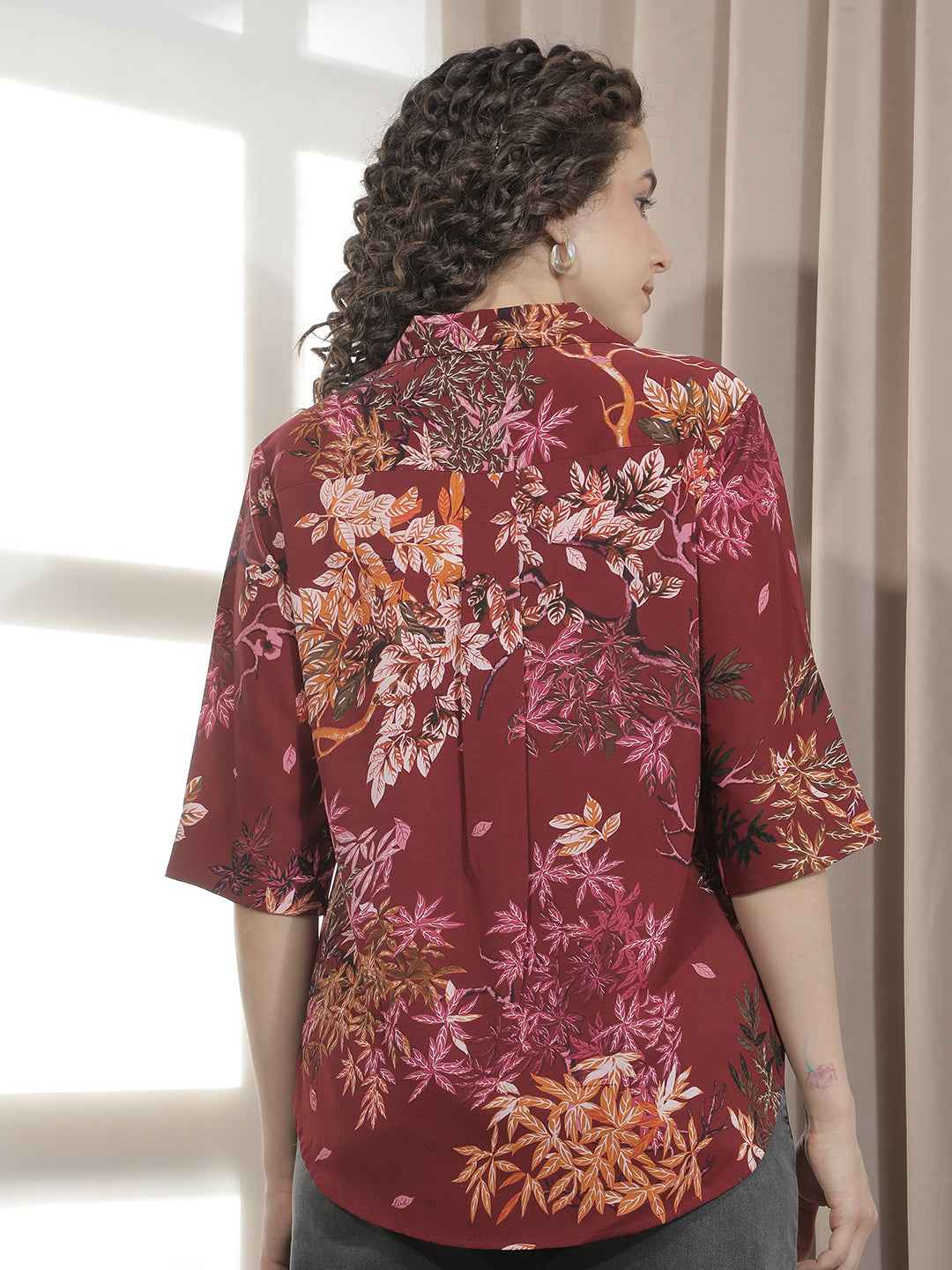 Hot Red Floral Print Top