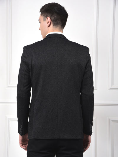 Black Notched Lapel Single-Breasted Blazer