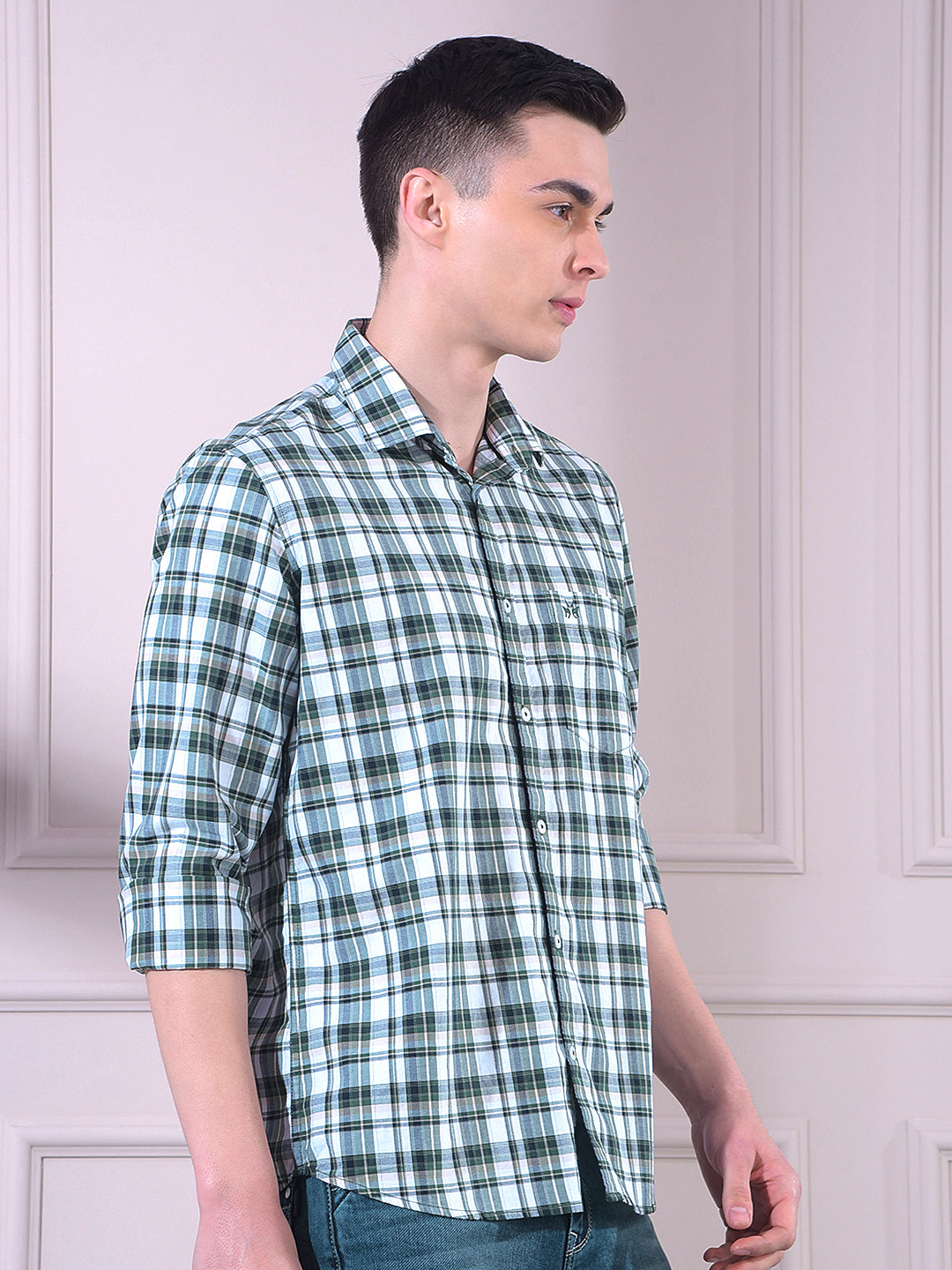 Green Checked 100% Cotton Shirt