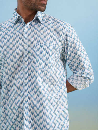 Frosted Blue Printed Shirt