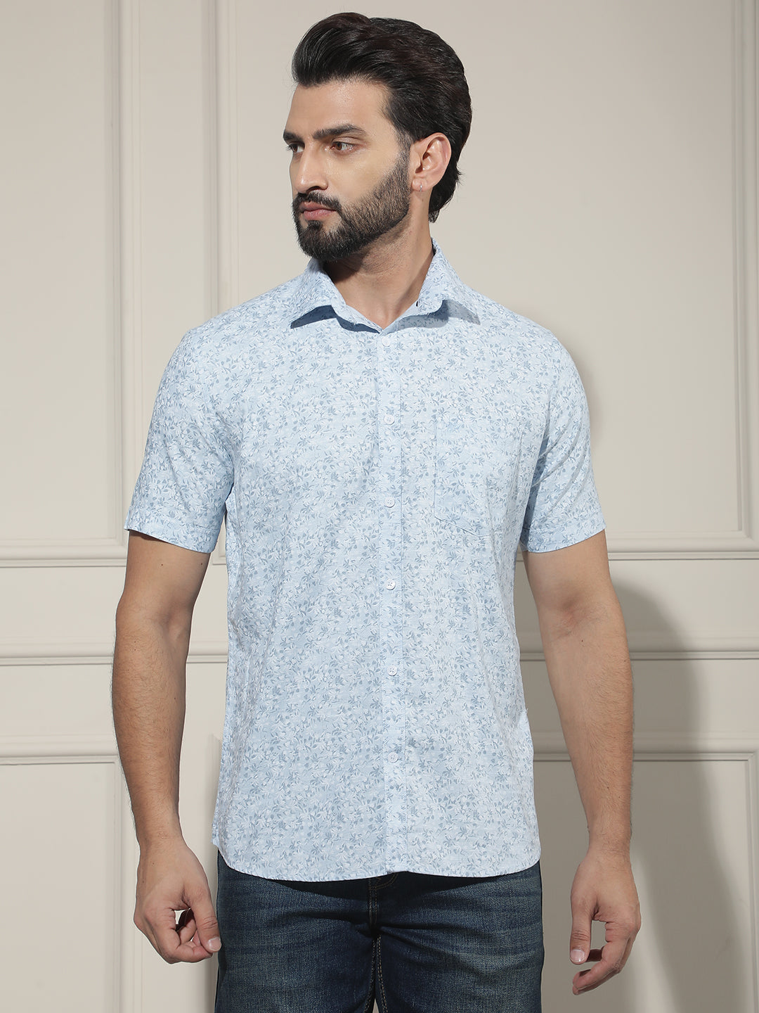 Blue Floral Print Shirt