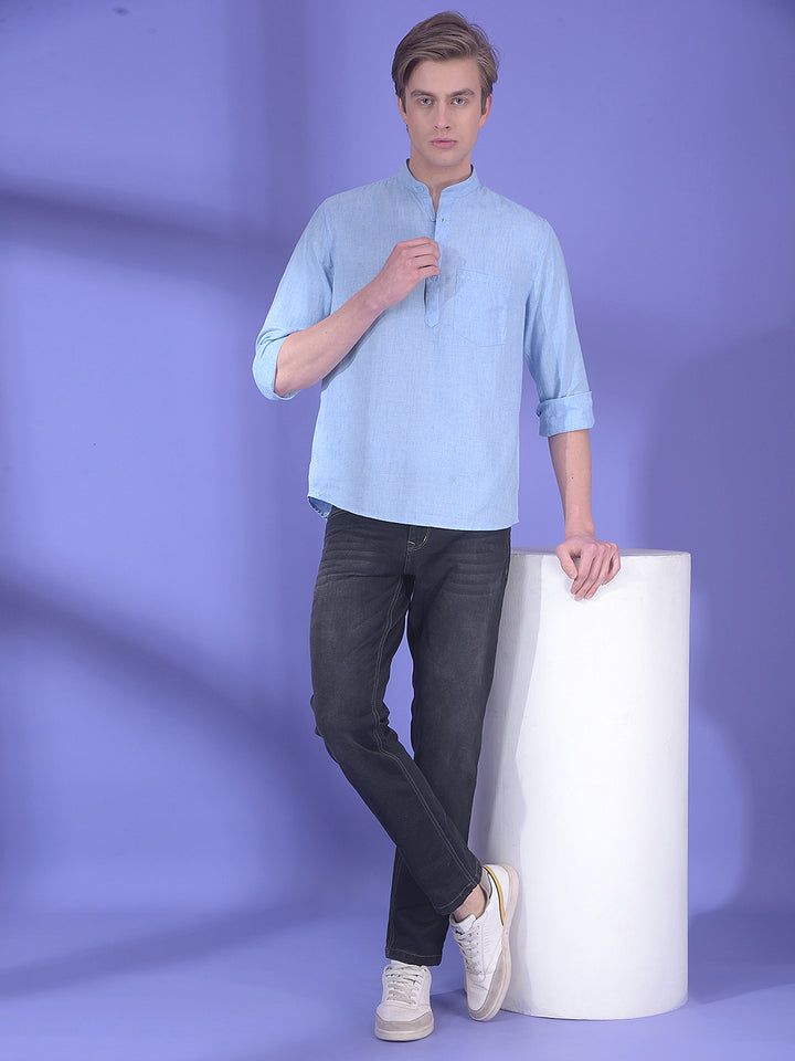 Loom Celadon Blue Linen Kurta