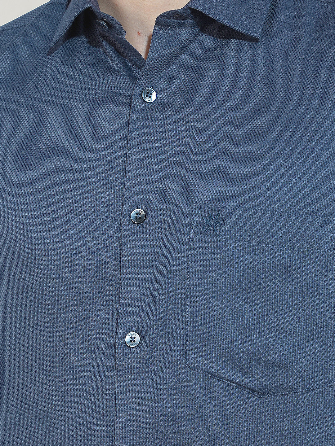 Chic Royal Blue Jacquard Shirt