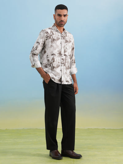 Brown Floral Print Shirt