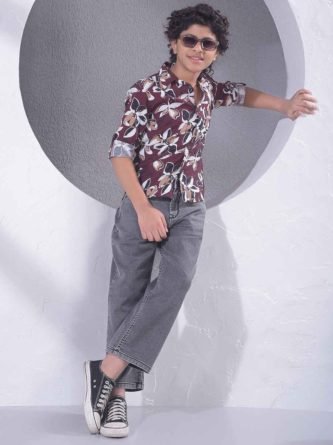 Brown Floral Print Shirt