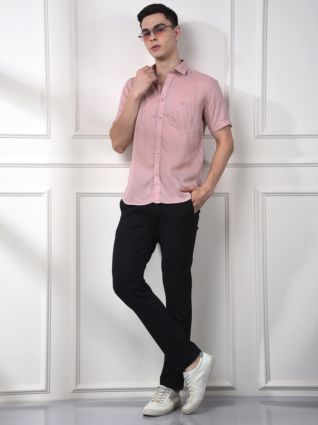 Navy Blue Printed Knitted Trousers