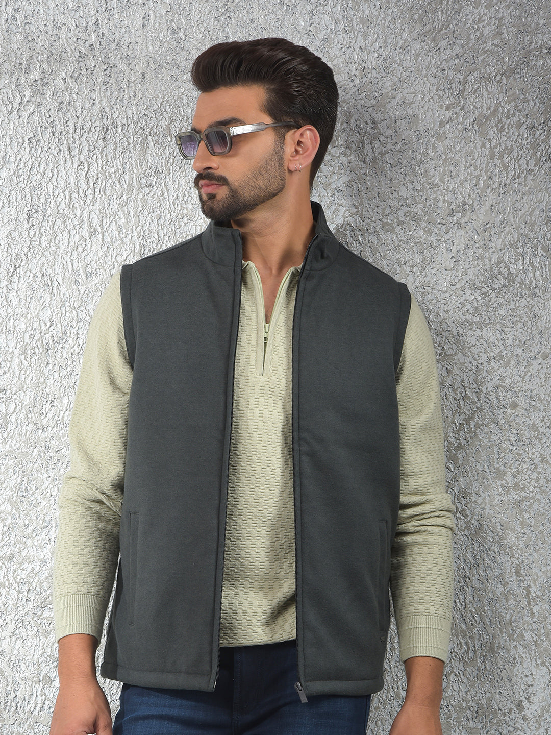 Green Sleeveless Puffer Jacket