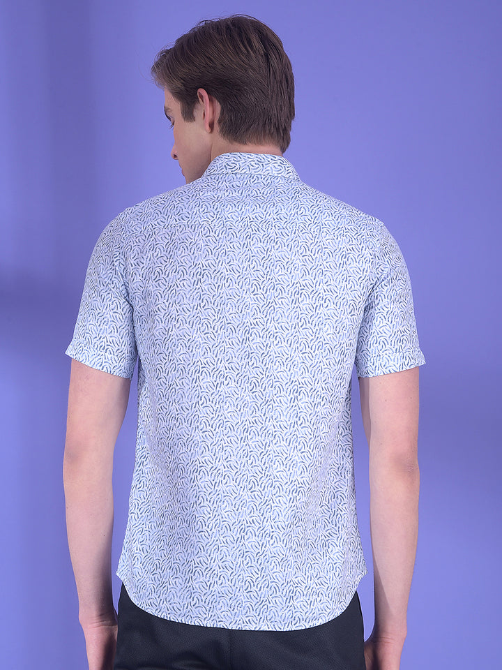 Blue Printed 100% Cotton Shirt