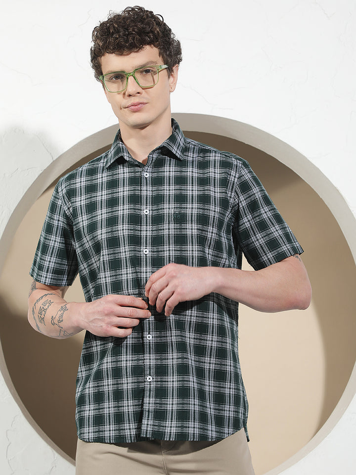 Green Checked 100% Cotton Shirt
