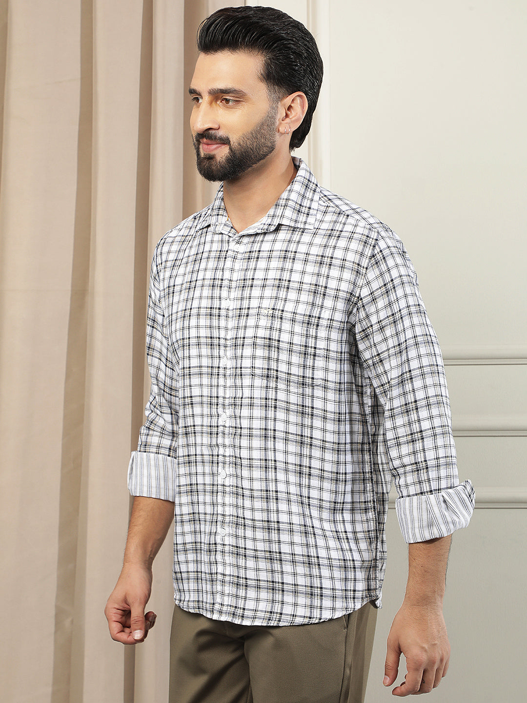 White Checked 100% Cotton Shirt