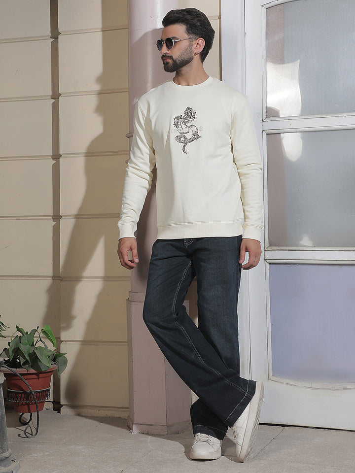Cream Graphic Print Sweatshirt