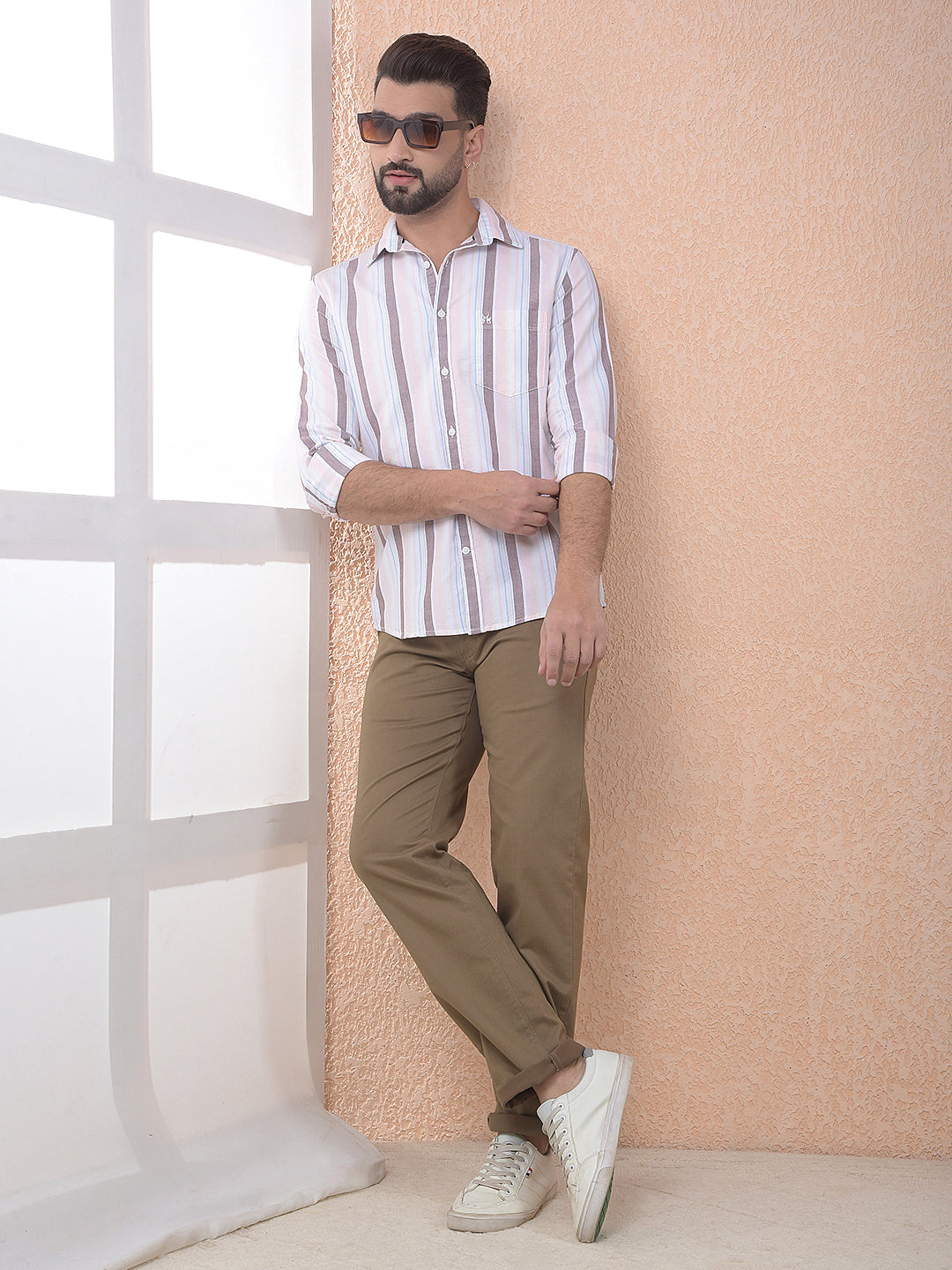 Multi-Color Vertical Stripes 100% Cotton Shirt