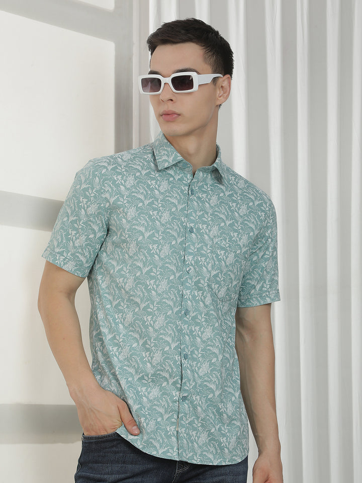 Green Floral Print Shirt