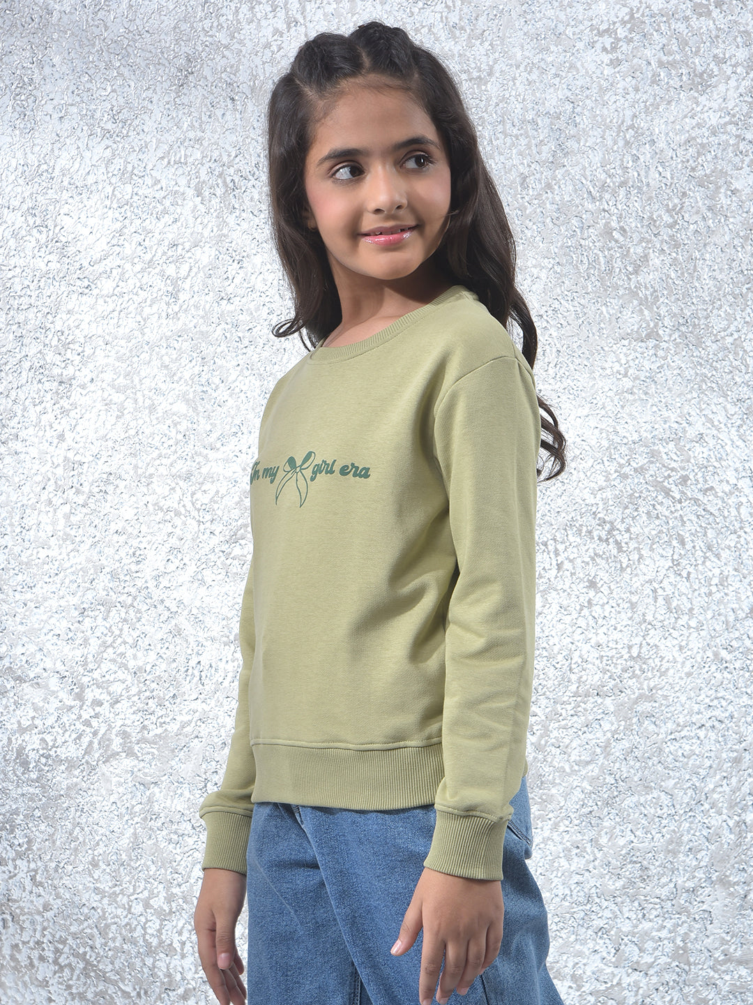 Green Graphic Print Oversize Knitted Sweatshirt