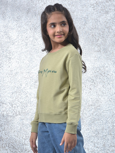 Green Graphic Print Oversize Knitted Sweatshirt