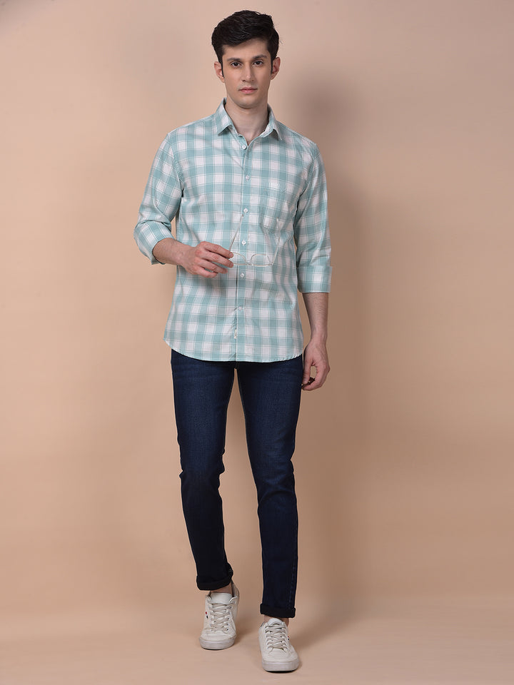 Green Checked 100% Cotton Shirt