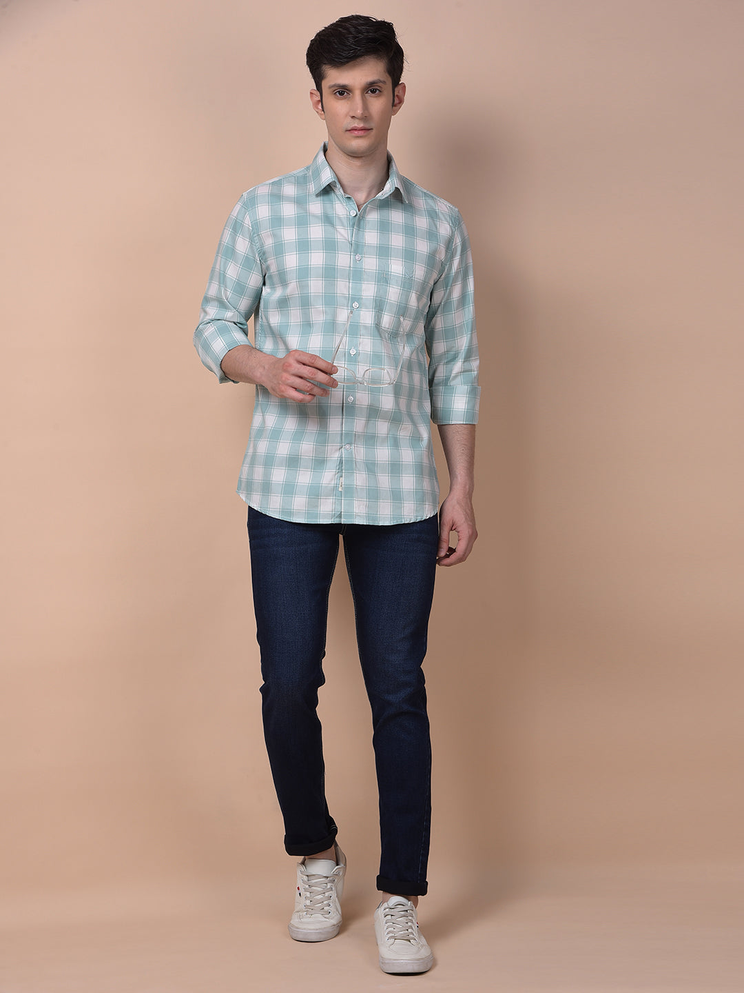 Green Checked 100% Cotton Shirt