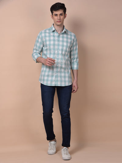 Green Checked 100% Cotton Shirt